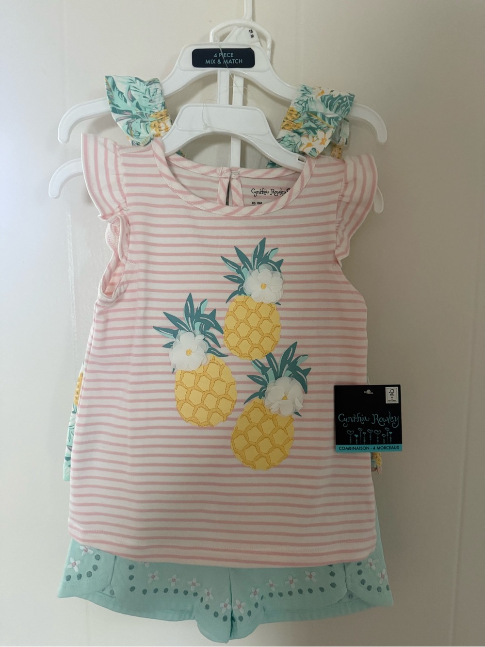 Cynthia Rowley Pink Stripe Tank with Pineapple Print